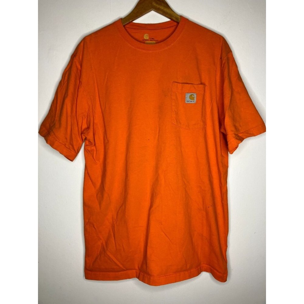 Carhartt Men's Large Tall Orange Distressed T-Shirt